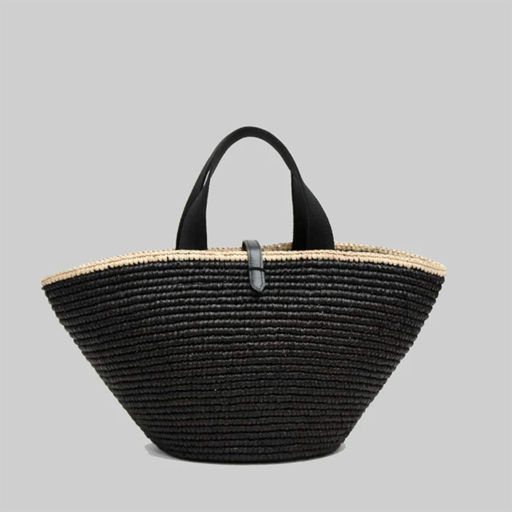 MAISON N.H PARIS CARLA GRANDかごバッグ Maison NH - Carla Grand Bag - Black & Natural – Merci Paris