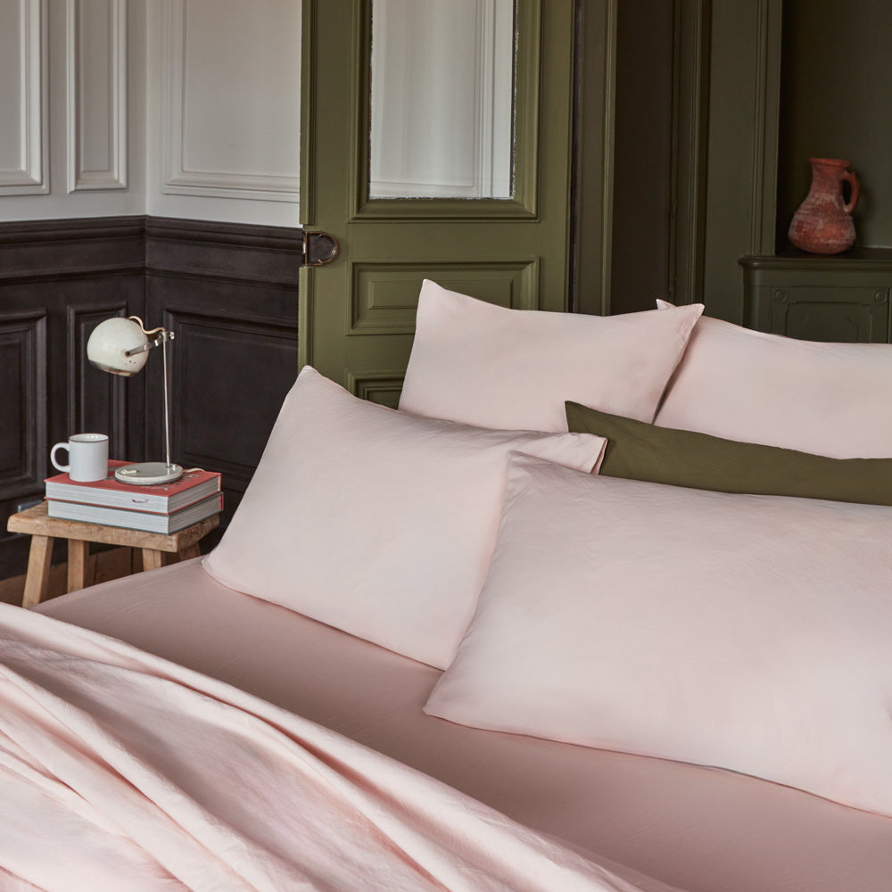 Taie D'Oreiller 65x65 Carrée Percale Coton Lavé Blanc - Linge De Lit Premium 80 Fils
