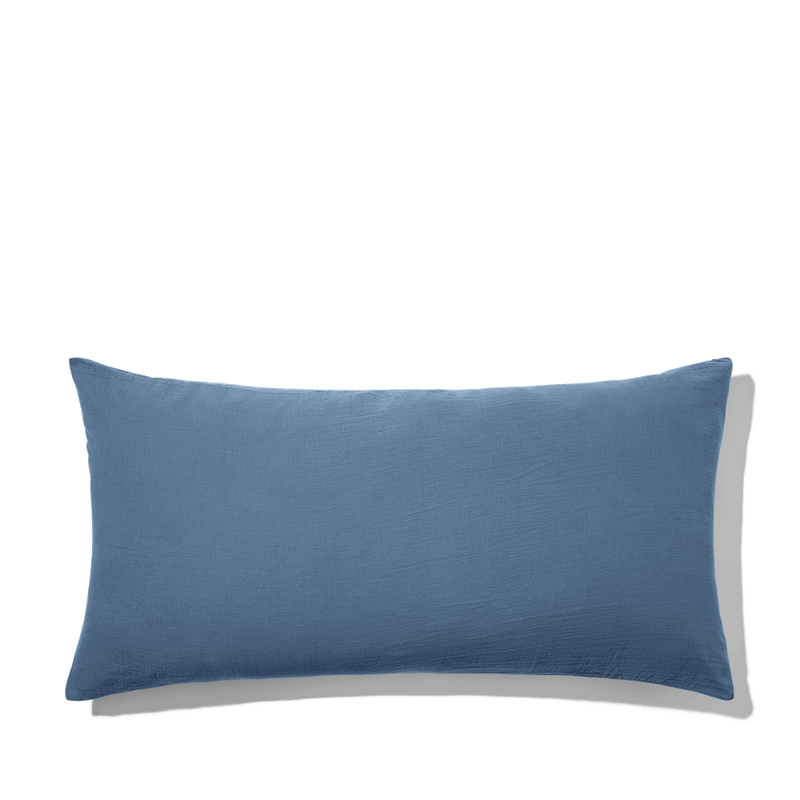 Coussin rectangle en gaze de coton - Bleu zinc