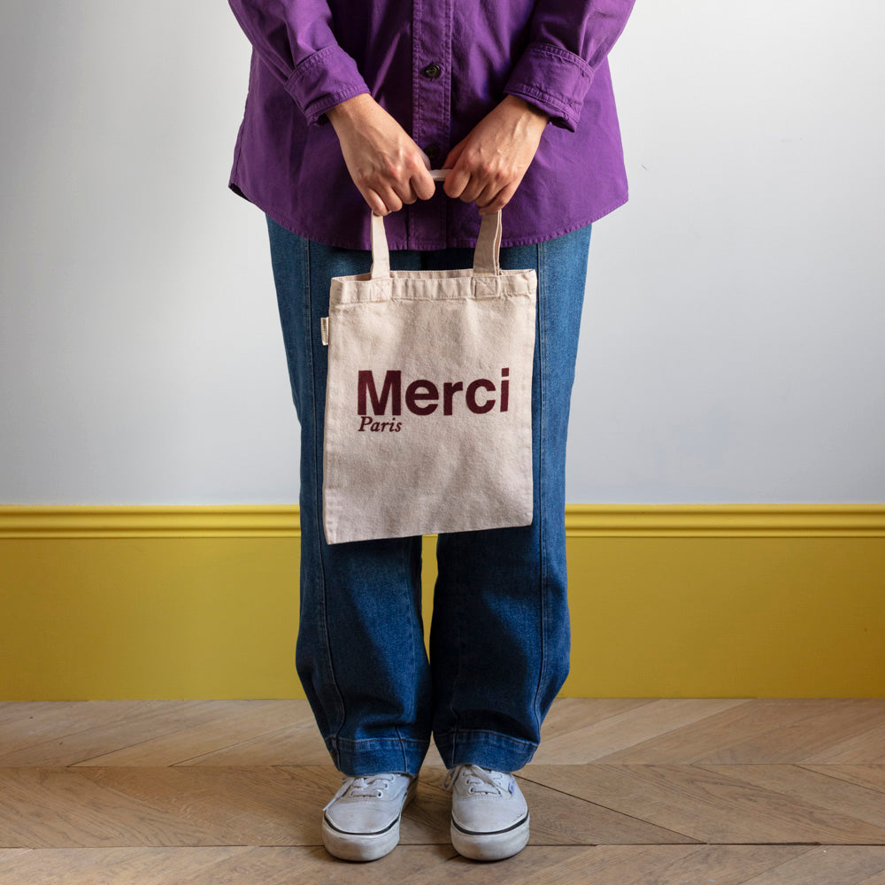 Merci - Tote Bag en coton - Crème & Bordeaux - Sac – Merci Paris