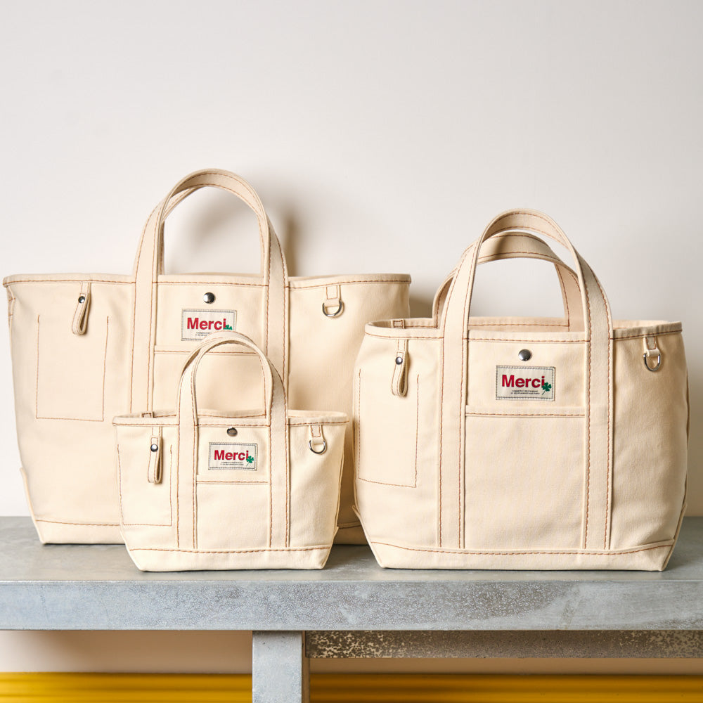 【新品未使用】Merci TOTE BAG Merci Canvas Tote Shopping Bag Orange