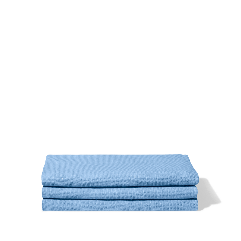 Serviette de bain en lin - Nid d'abeille - Bleu Tyrrhénien