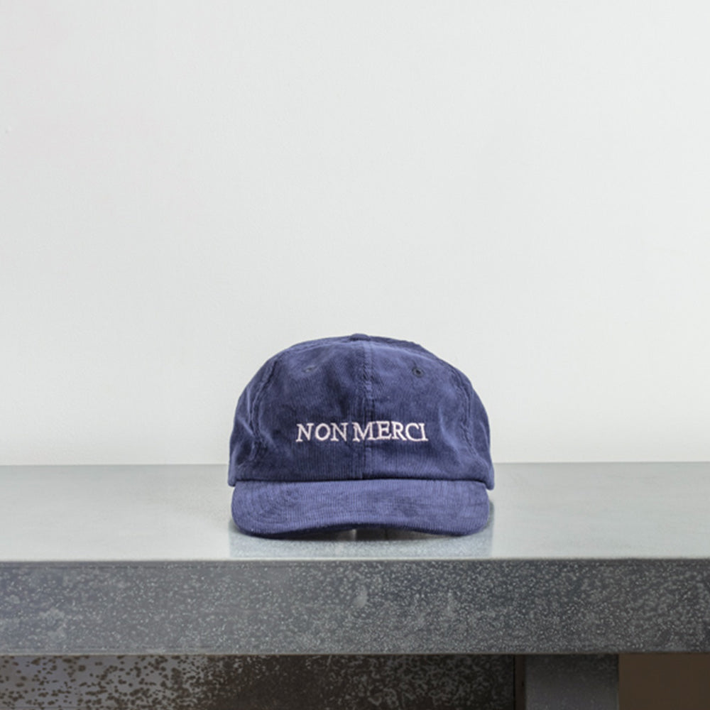 Casquette unisexe brodée Non Merci - Velours Marine - Accessoires