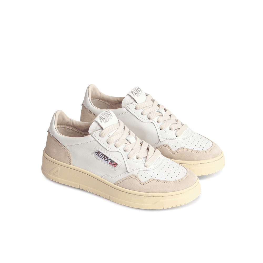 Autry - Medalist Low Sneakers - White & Beige Autry - Medalist Low Sneakers - White & Beige