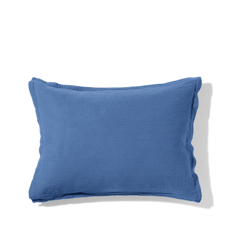 Taie d'oreiller en gaze de coton - Bleu Pompidou