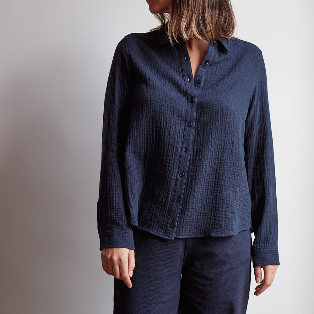 Merci - Chemise en gaze de coton - Marine – Merci Paris