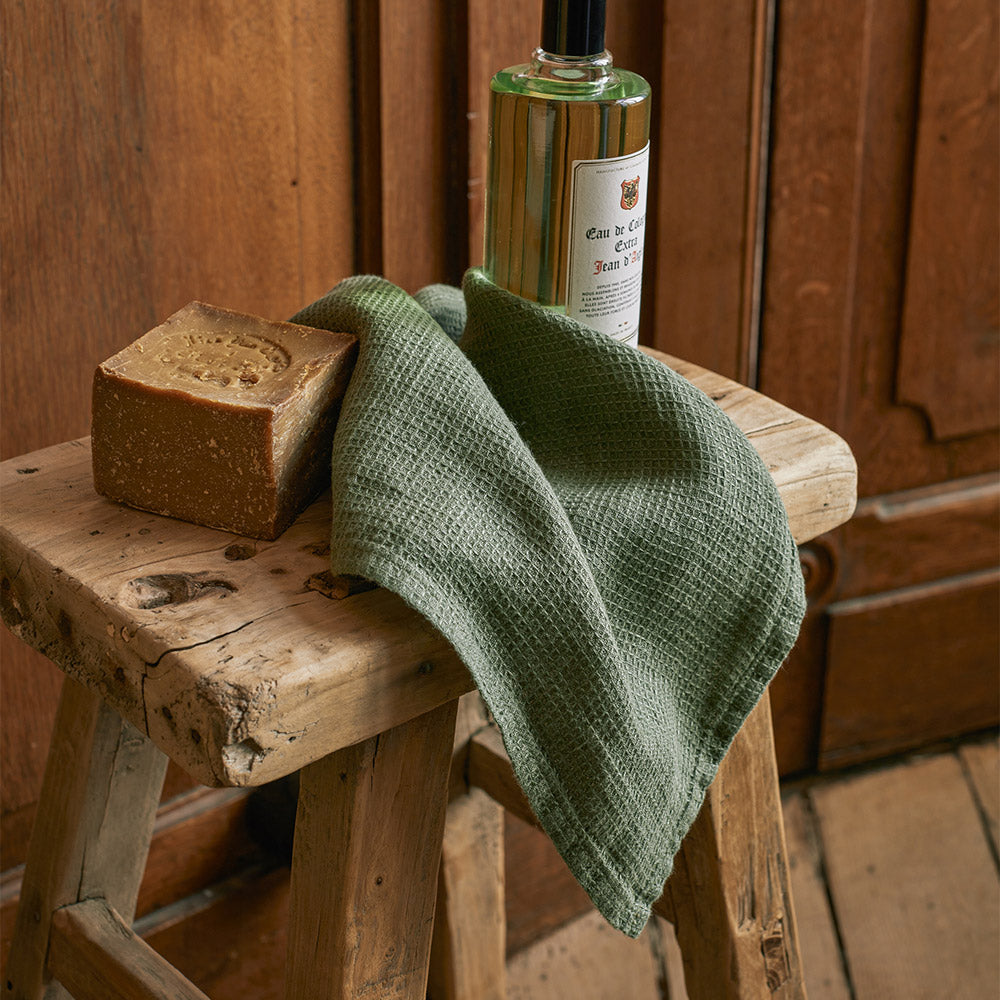 Linen guest towel - Honeycomb - Anduze Green