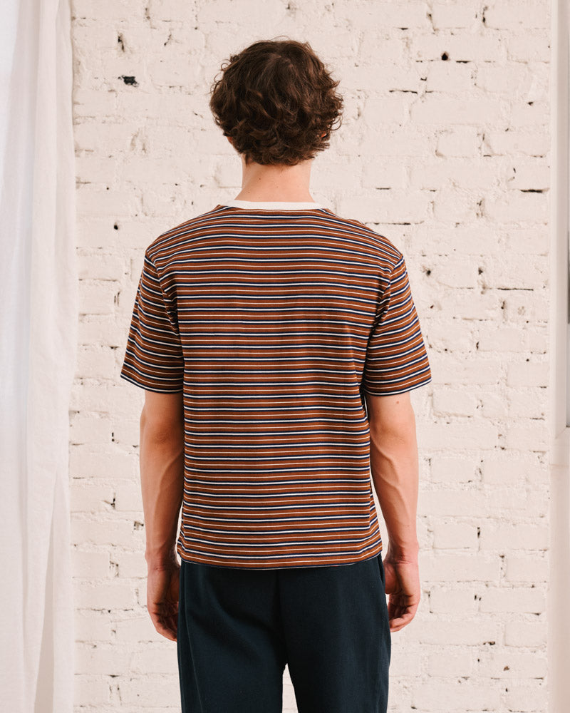 Merci - T-Shirt Rob Rayures - Marron & Marine