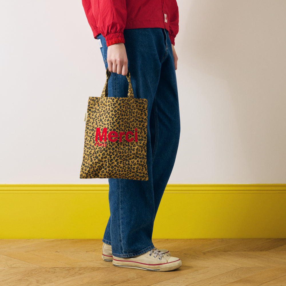 Merci - Cotton Tote Bag - Leopard & Red – Merci Paris