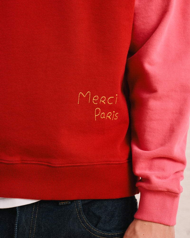 Merci - Sweat Dorian Bicolore - Rouge & Rose