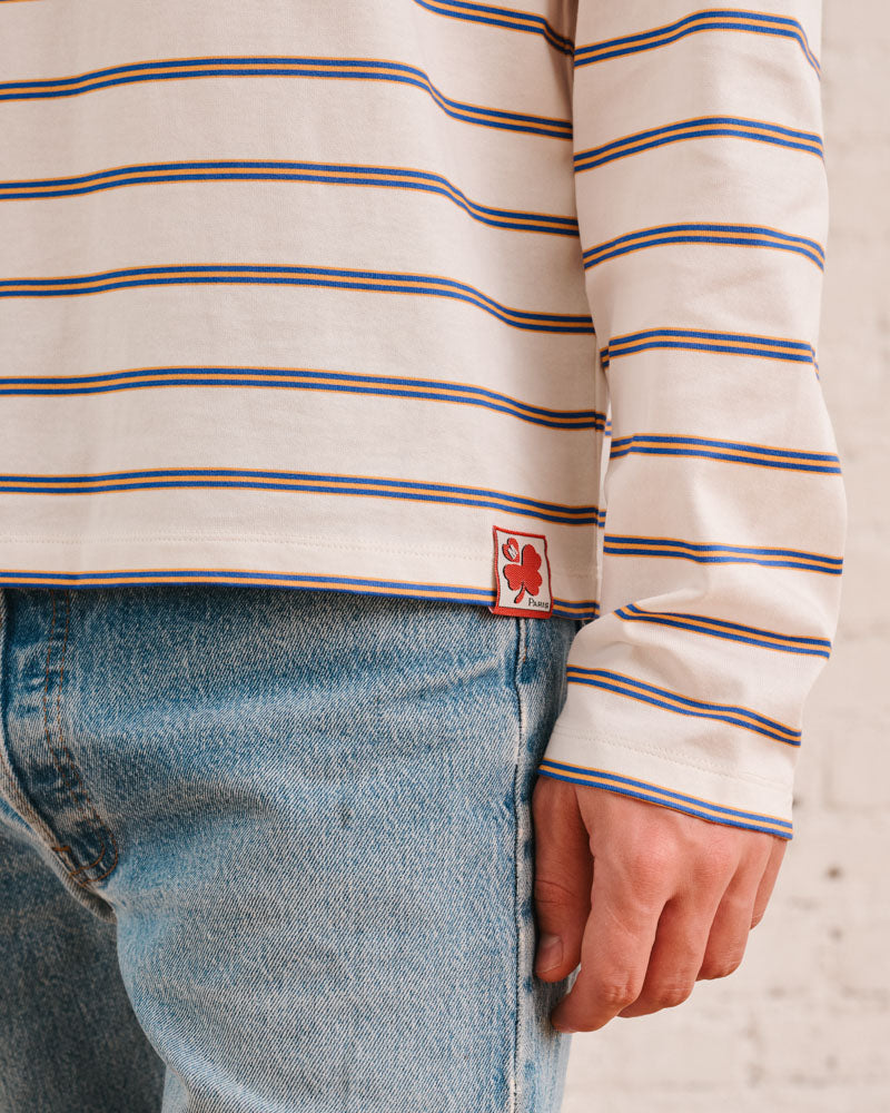 Merci - Julian T-Shirt - Ecru & Blue