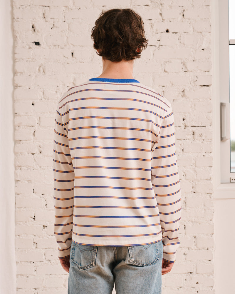 Merci - Julian T-Shirt - Ecru & Blue