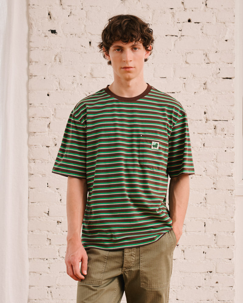Merci - T-Shirt Vadim Rayé - Marron & Vert
