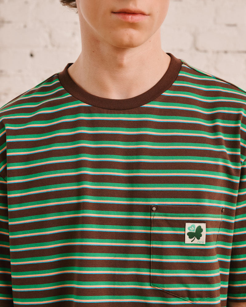 Merci - T-Shirt Vadim Rayé - Marron & Vert