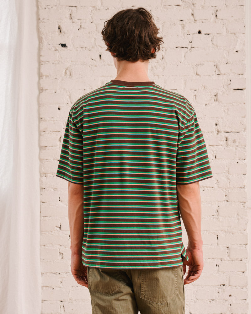 Merci - T-Shirt Vadim Rayé - Marron & Vert