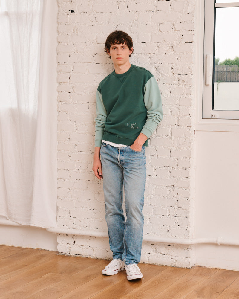 Merci - Sweat Dorian Bicolore - Vert & Vert Clair