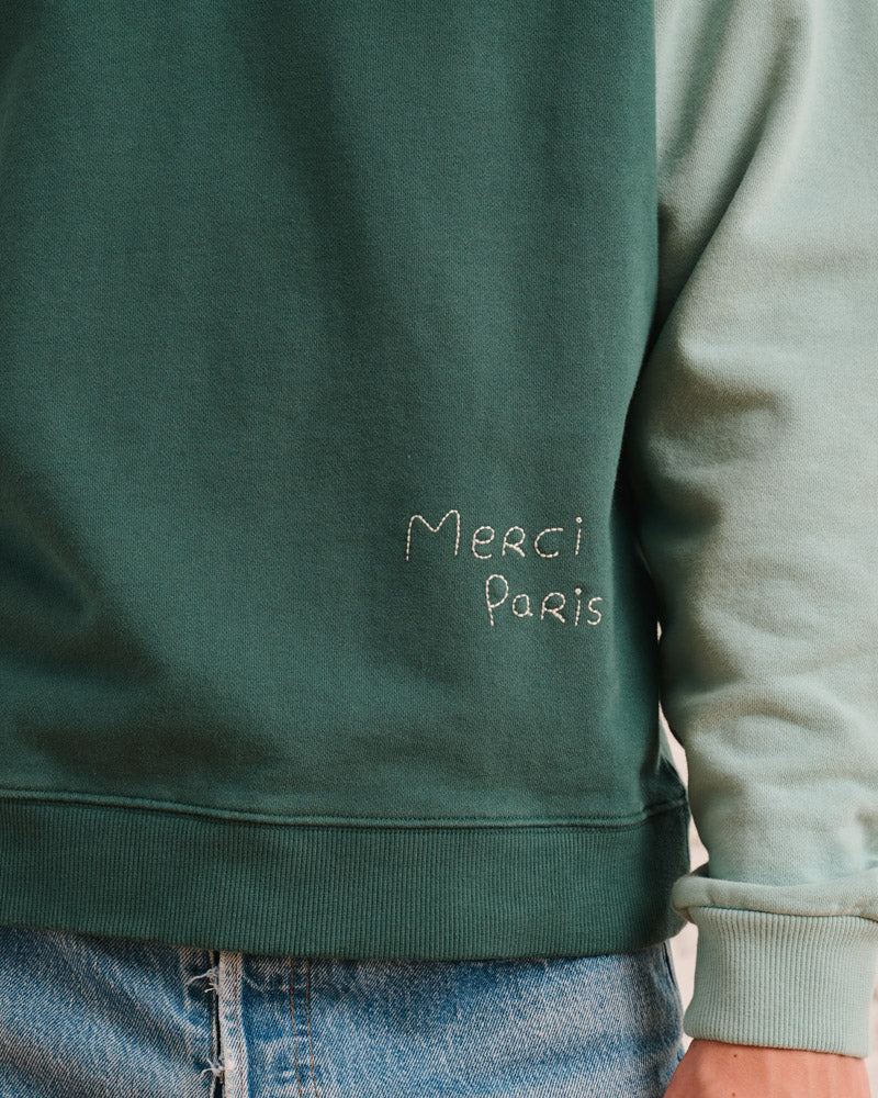 Merci - Sweat Dorian Bicolore - Vert & Vert Clair