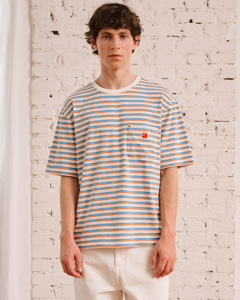 Merci - Vadim Striped T-Shirt - White & Blue