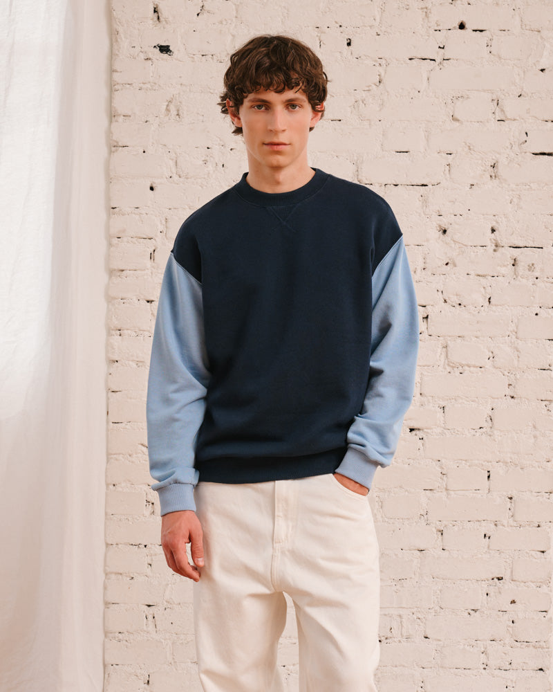 Merci - Dorian Two-tone Sweatshirt - Navy & Blue