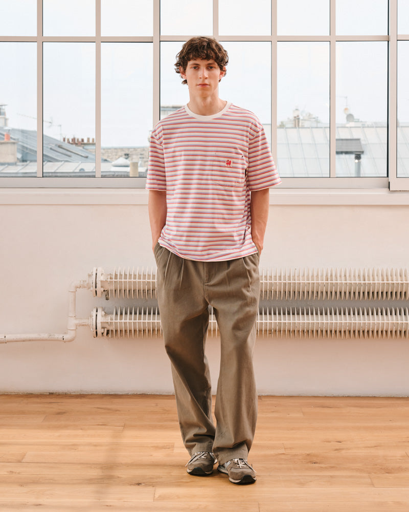 Merci - Vadim Striped T-Shirt - White & Mauve