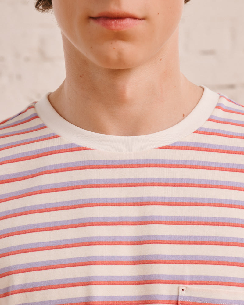Merci - Vadim Striped T-Shirt - White & Mauve