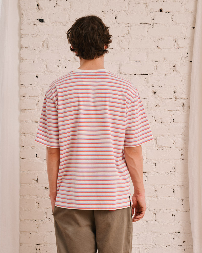 Merci - Vadim Striped T-Shirt - White & Mauve