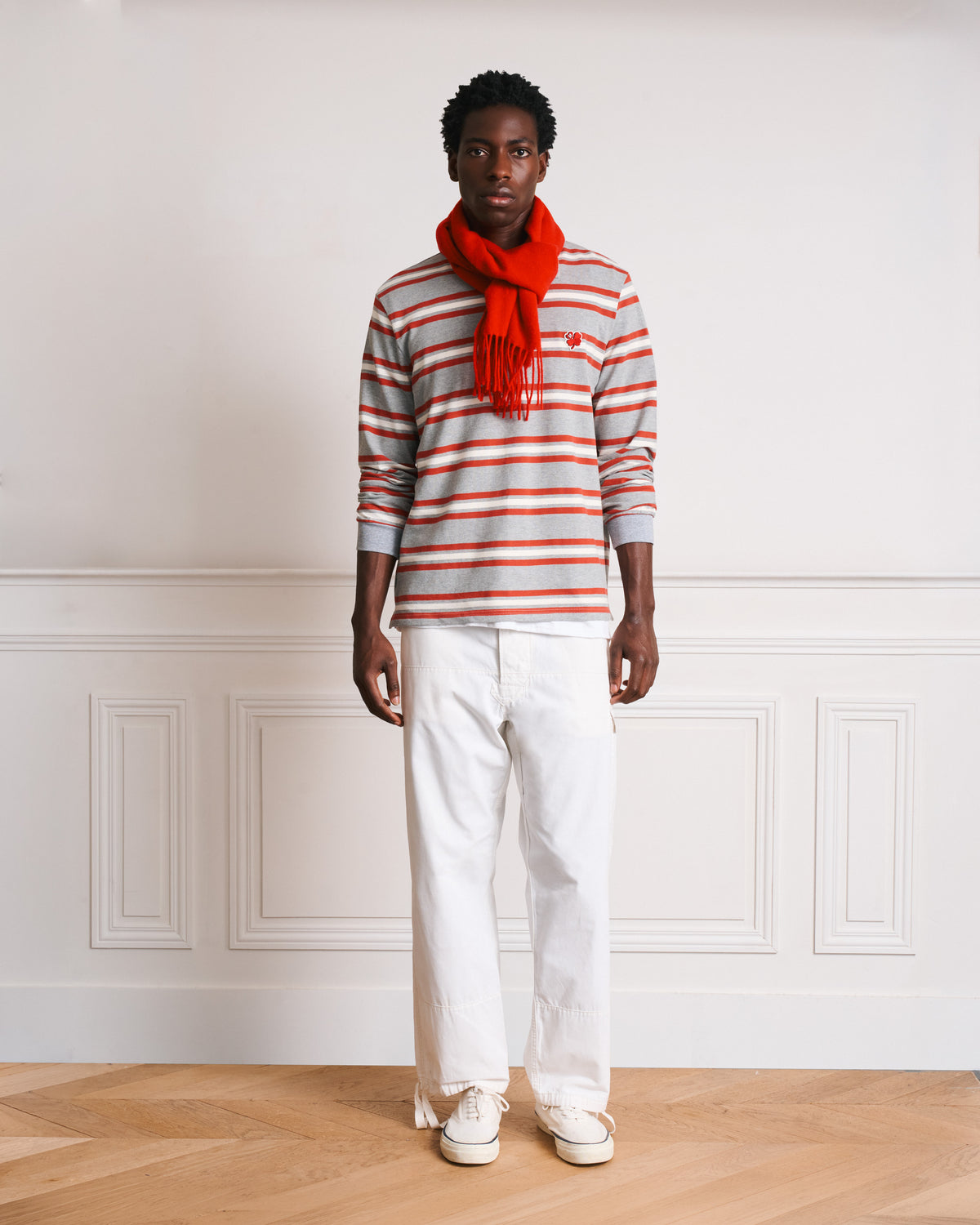 Merci - Polo Bastian - Gris Rouge & Ecru