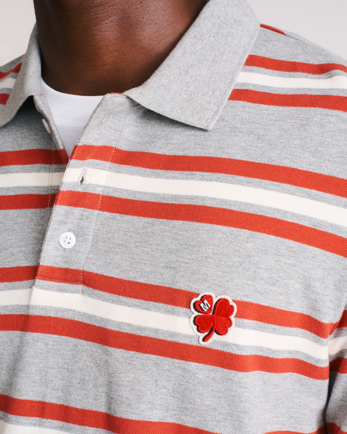Merci - Polo Bastian - Gris Rouge & Ecru