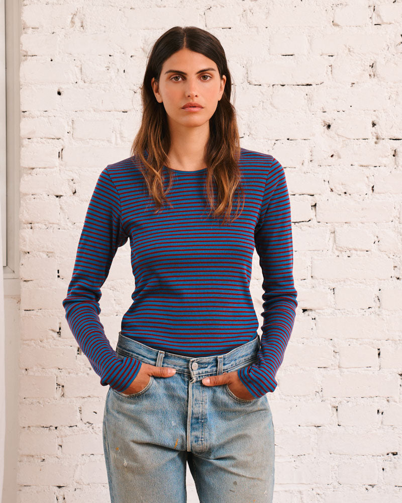 Merci - T-Shirt Carla - Bordeaux & Bleu