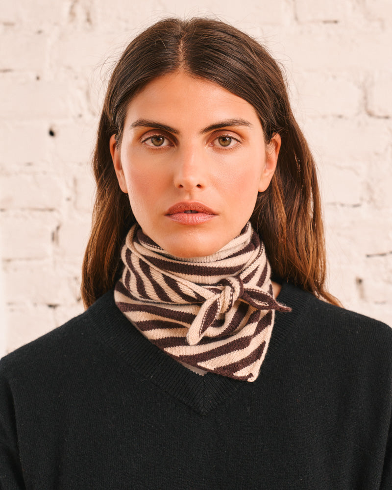 Merci - Martine Stripes Bandana - Beige & Brown