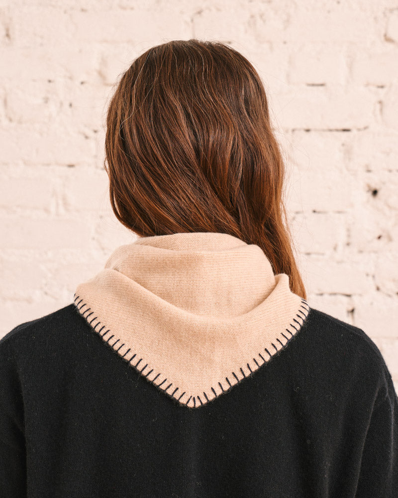 Merci - Martine Bicolored Cashmere Bandana - Beige & Navy