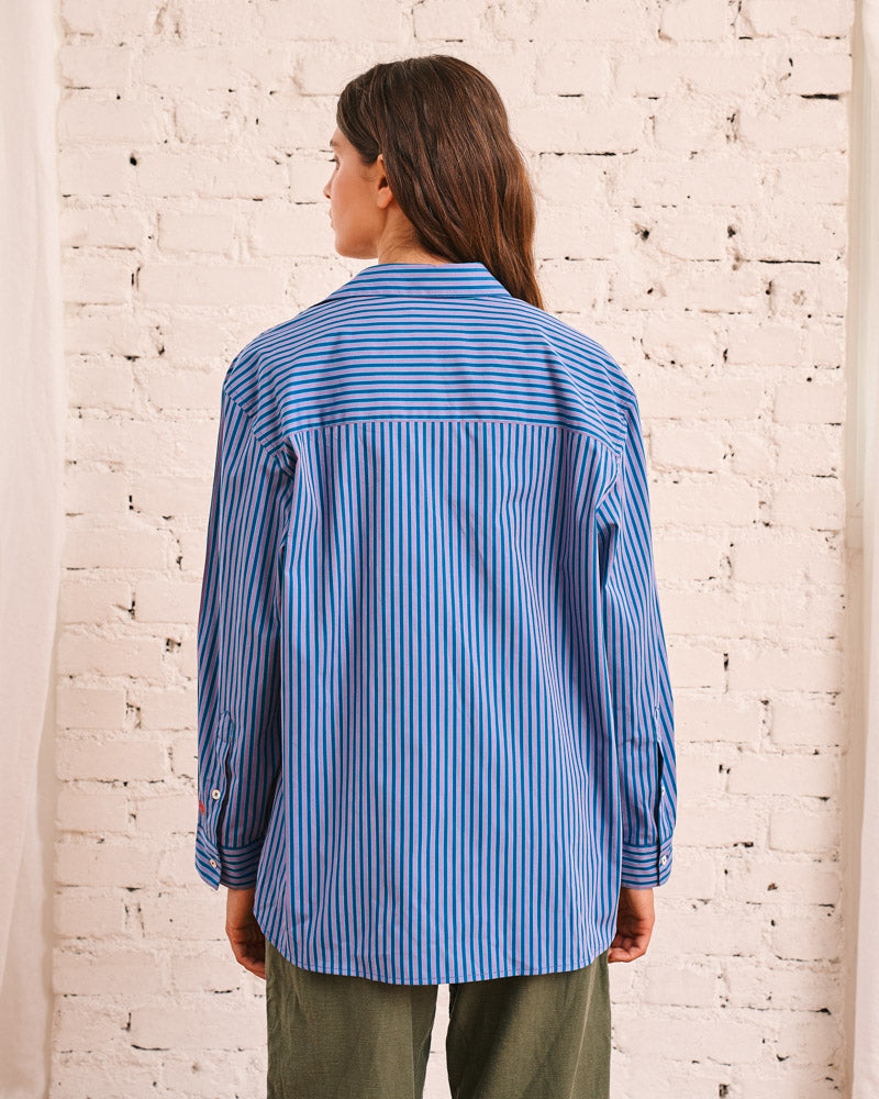 Merci - Chemise Constance Rayures - Violet & Bleu