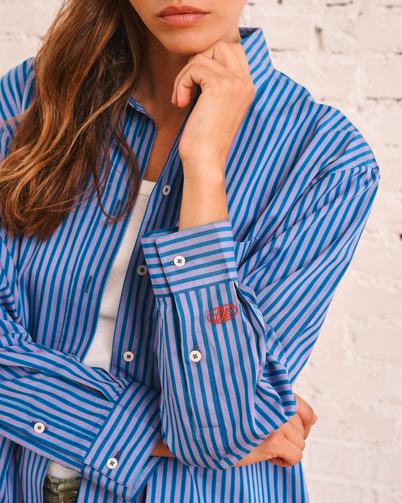 Merci - Chemise Constance Rayures - Violet & Bleu