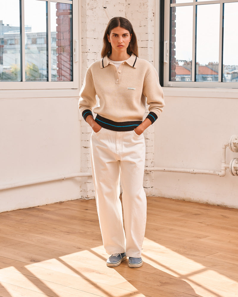 Merci - Pull Giulia - Ecru Marron & Bleu