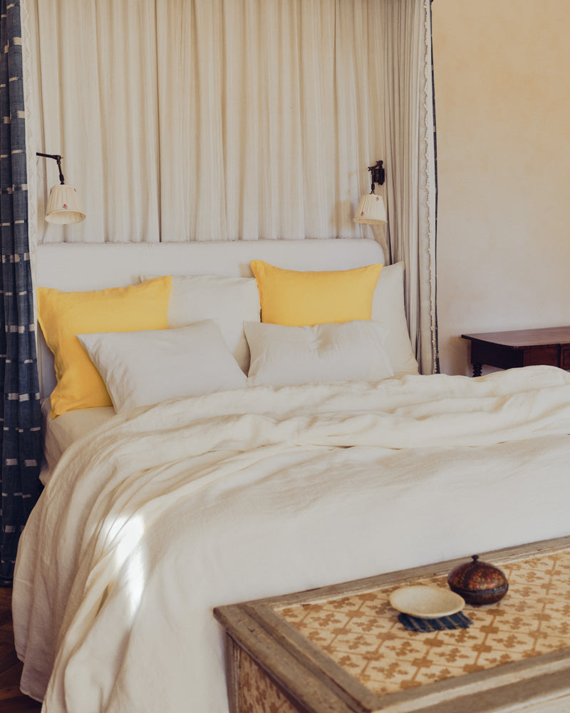 Merci - Washed linen duvet cover - Seashell White