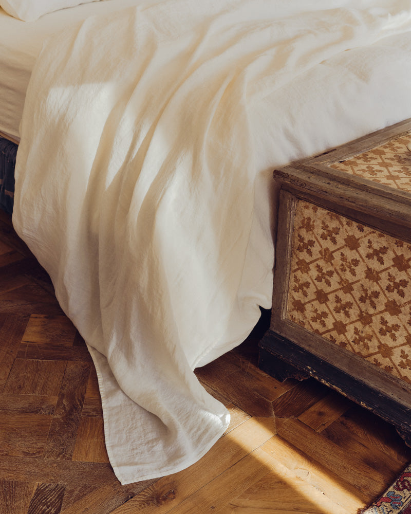 Washed linen flat sheet - Seashell White – Merci Paris