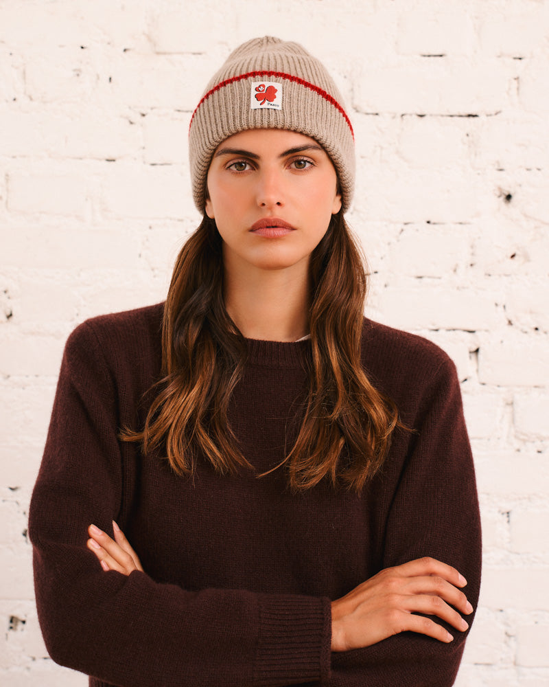 Merci - Bonnet Lucky Bicolore - Beige & Rouge
