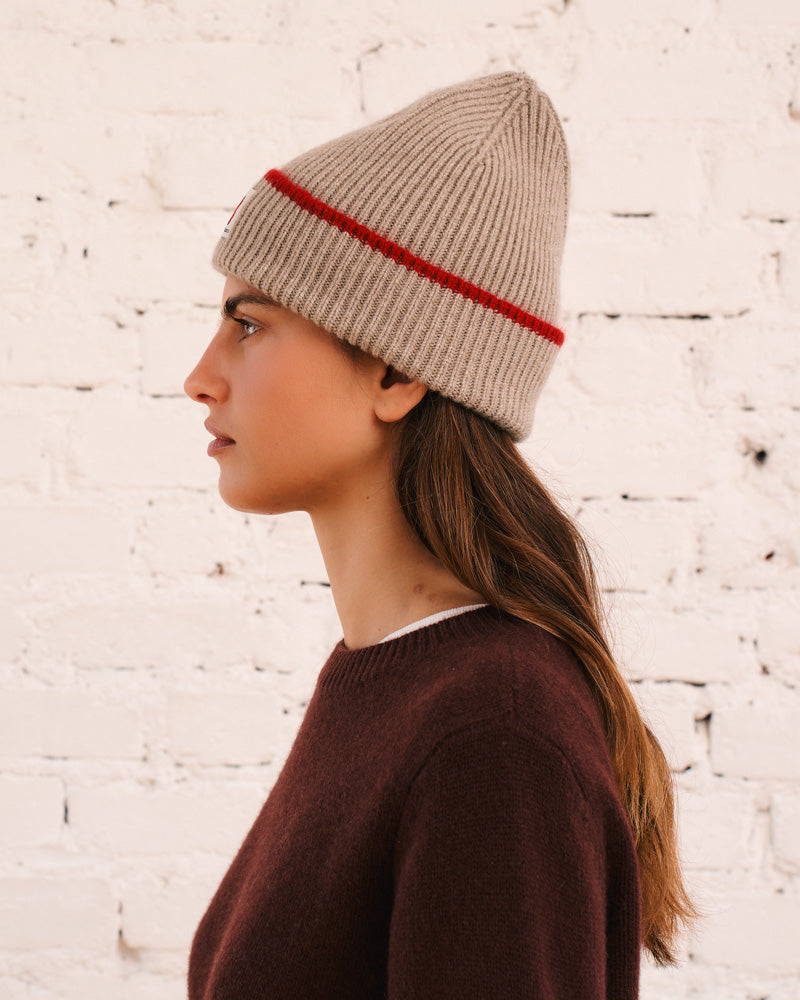 Merci - Bonnet Lucky Bicolore - Beige & Rouge