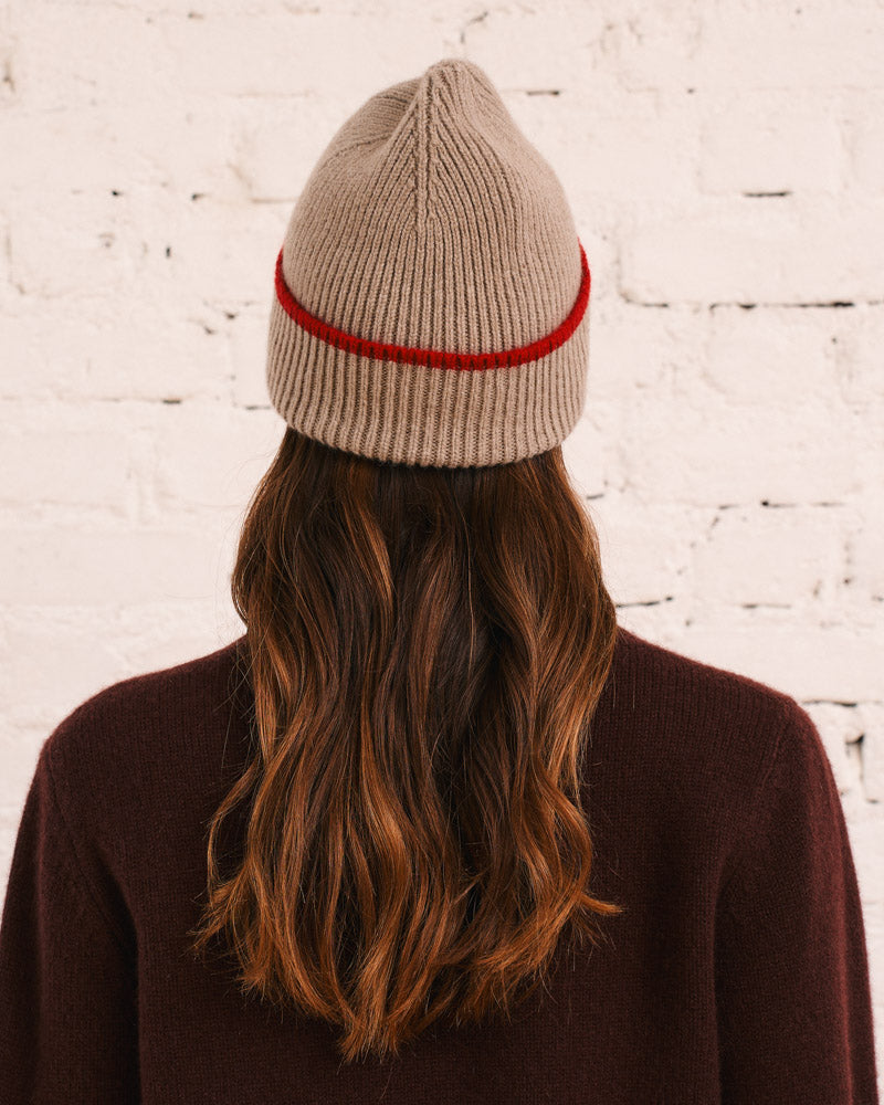 Merci - Bonnet Lucky Bicolore - Beige & Rouge