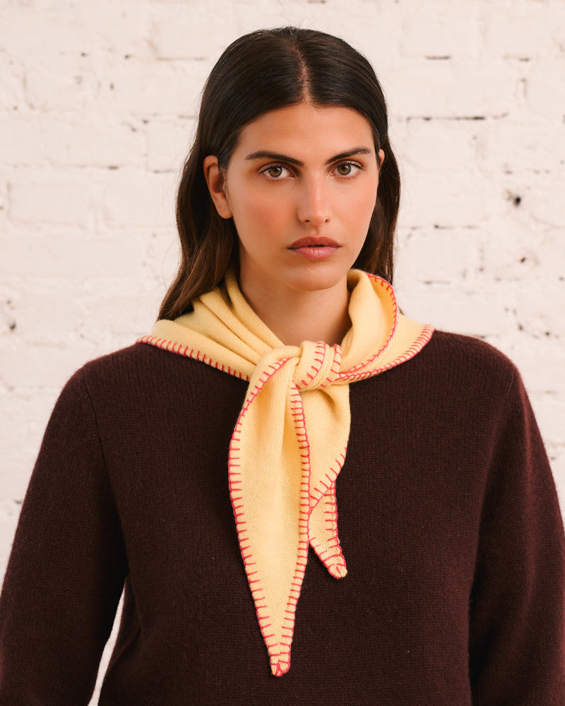 Merci - Martine Bicolored Cashmere Bandana - Yellow & Pink