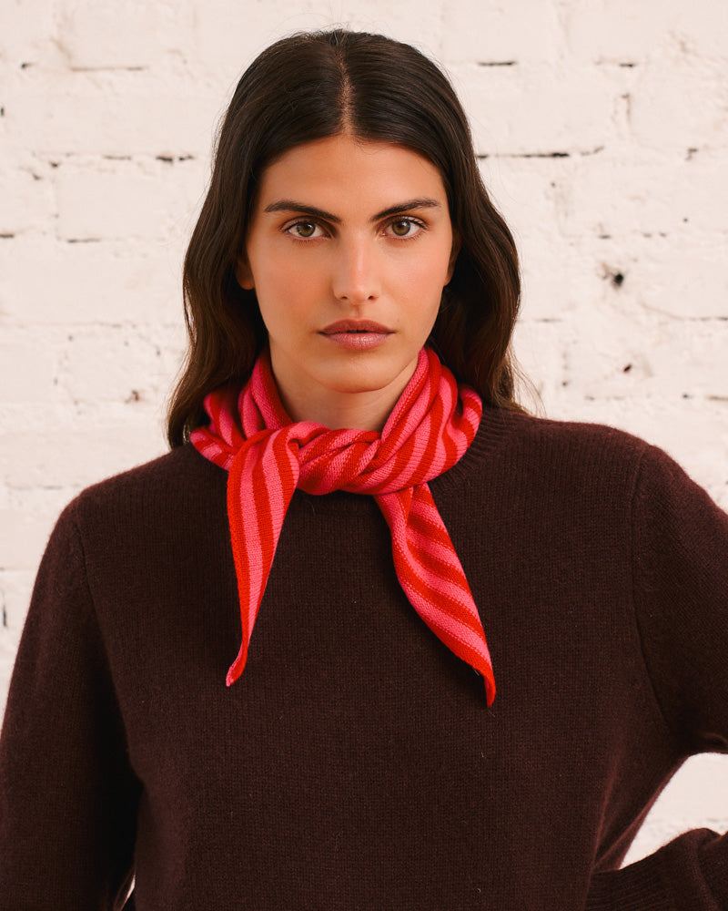 Merci - Bandana Martine Rayures - Rouge & Rose