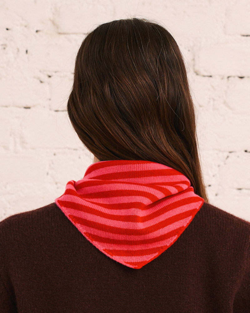 Merci - Bandana Martine Rayures - Rouge & Rose