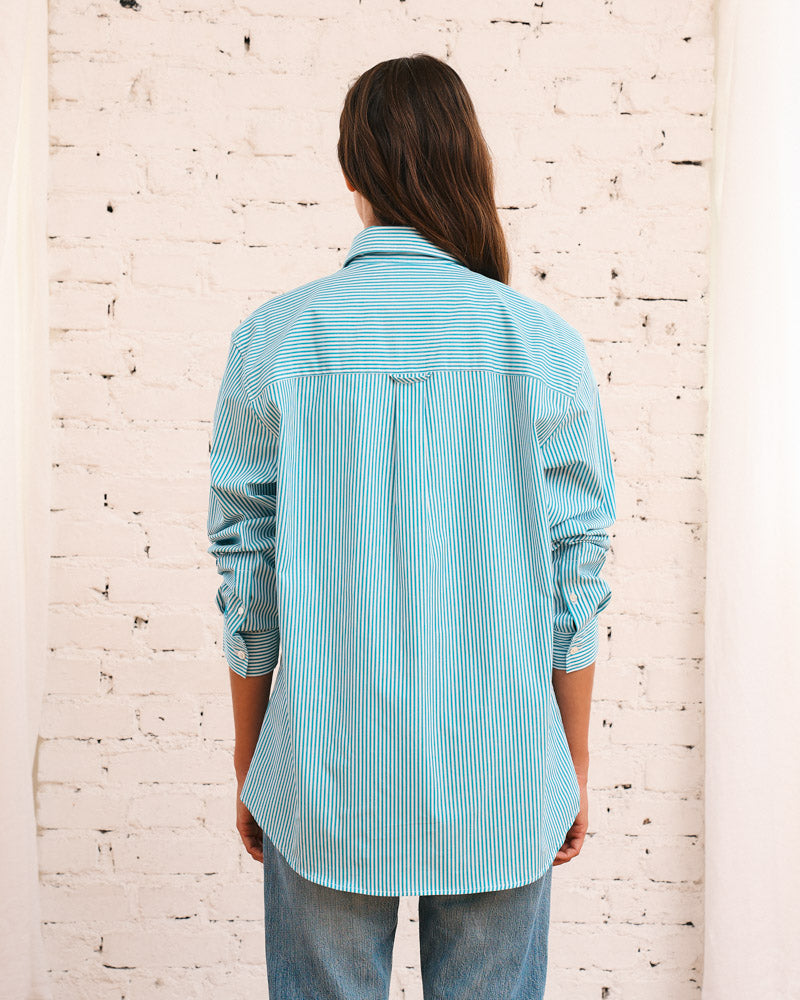 Merci - Chemise Sacha Rayé - Turquoise