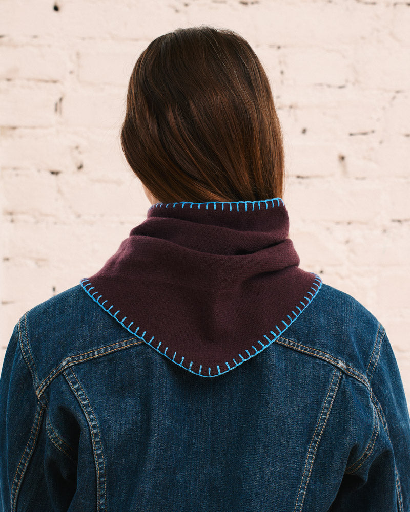 Merci - Bandana En Cachemire Martine Bicolore - Aubergine & Bleu