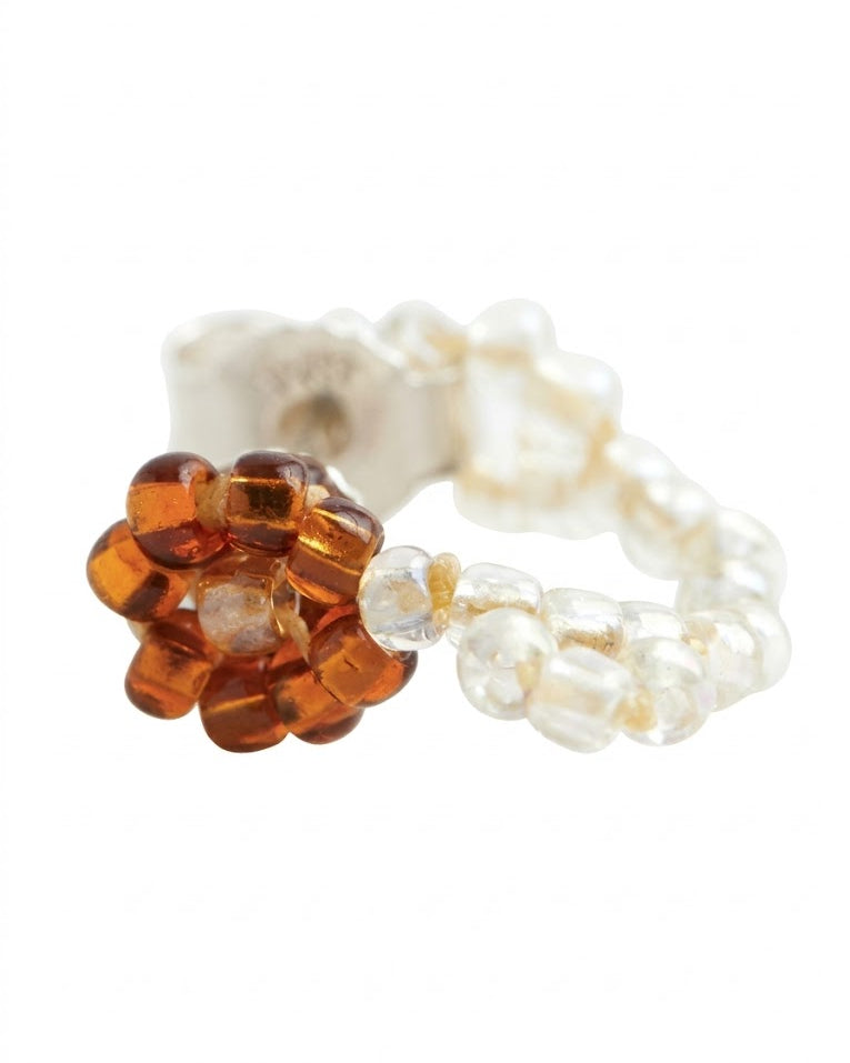 Pura Utz - Flor Huggie Earrings - Brown