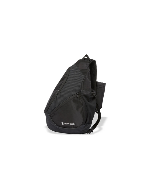 Sac bandoulière noir Merci Paris Snow Peak en tissu ripstop quadrillé avec poches latérales et bandoulière réglable