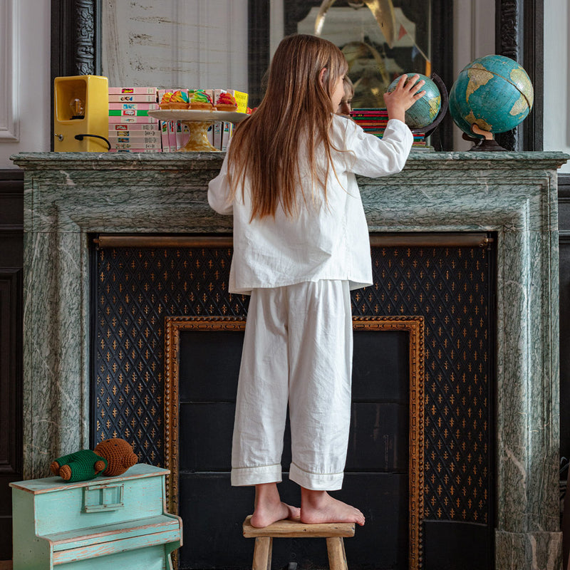 Caramel x Merci - Pyjama Enfant en coton twill - Blanc de Meudon