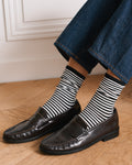 Merci - Chaussettes Coton Rayées - Ecru & Noir