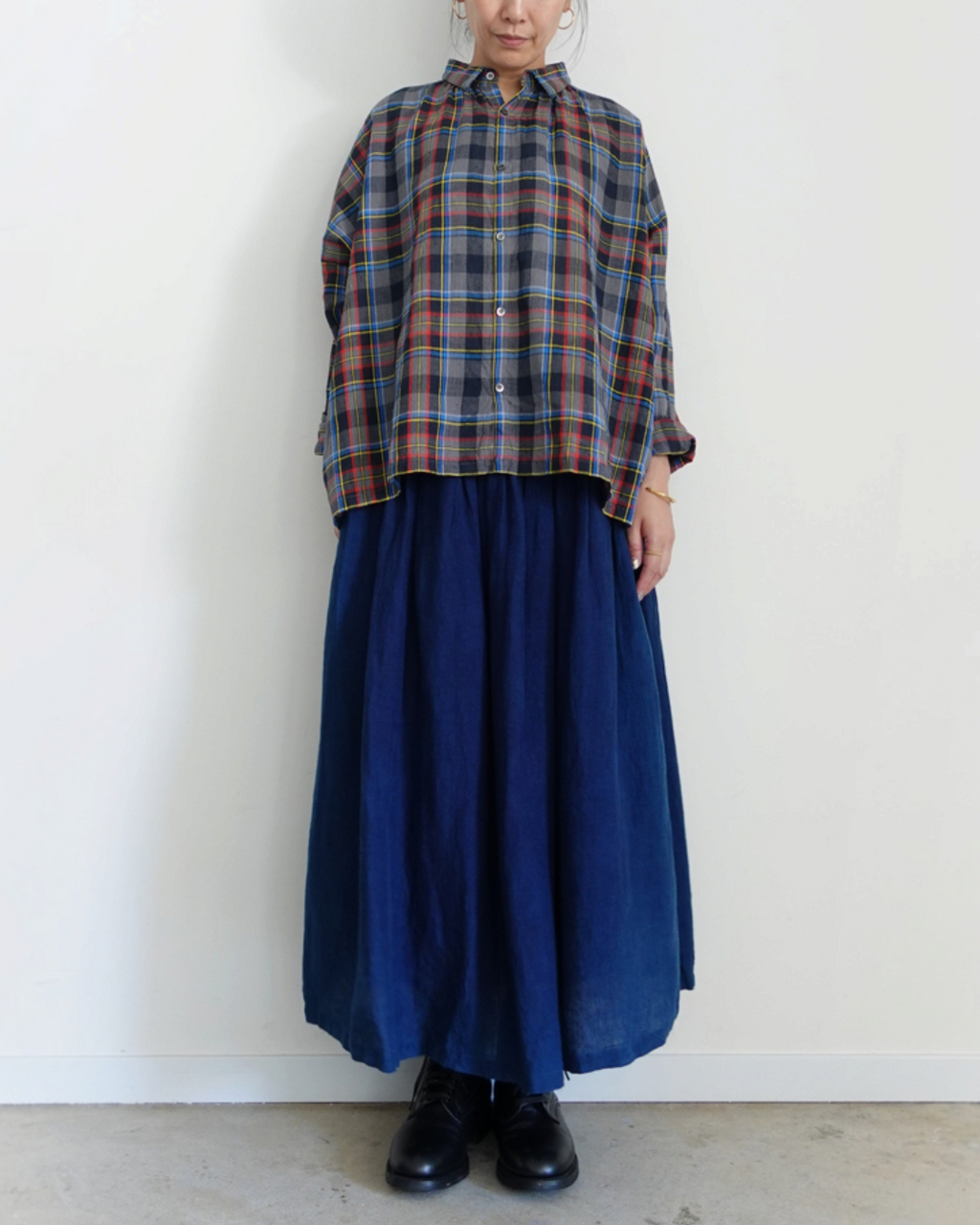 Ichi - Chemise Carreaux Tartan - Gris