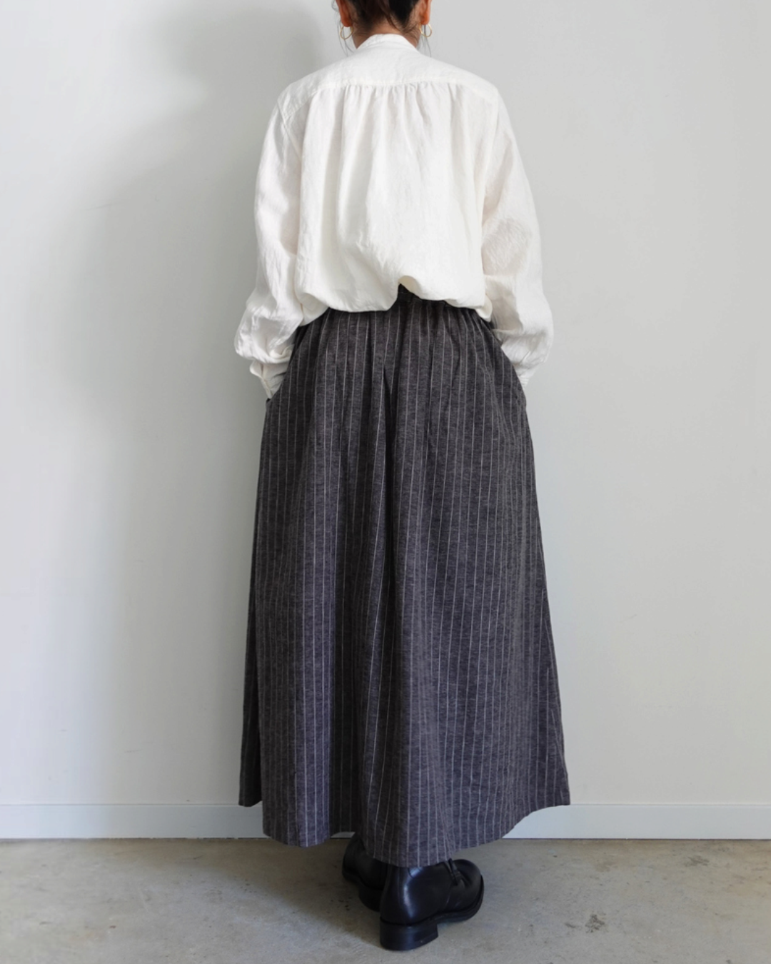 Ichi - Pinstripe Skirt - Charcoal